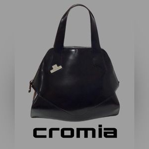CROMIA Italian Leather Shoulder Tote/Handbag/Shoulder Bag,‎ Large, Black